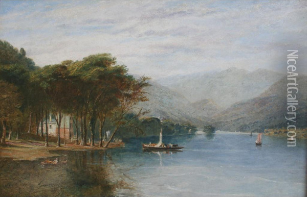 The Ferry, Windermere Oil Painting - William Linton