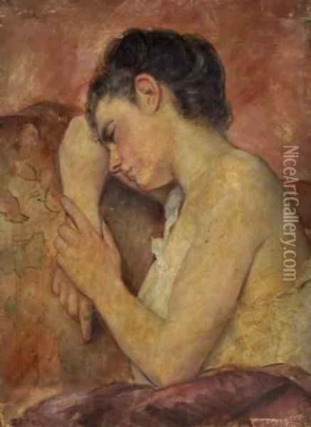 Jeune Fille Endormie Oil Painting - Charles Josua Chaplin