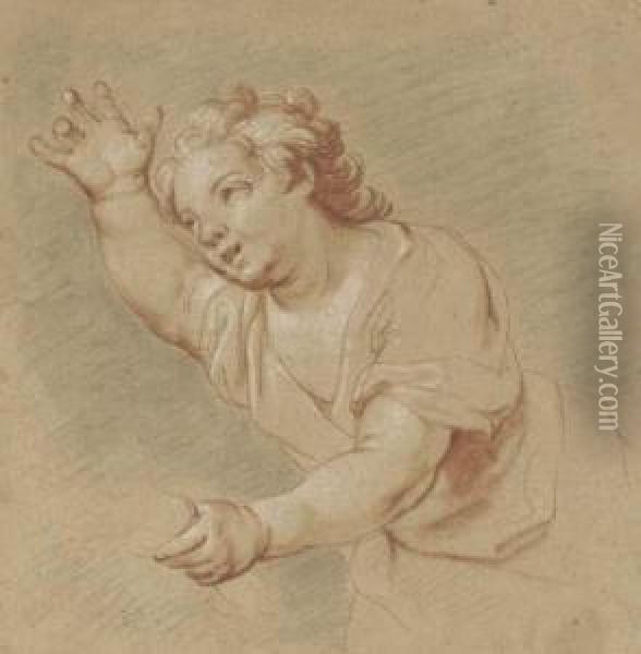 Putto With Outreached Arm Oil Painting - Charles-Antoine Coypel