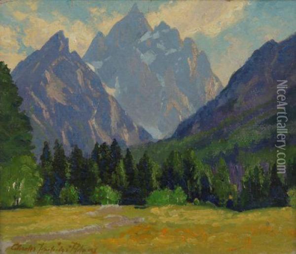 Majestic Peaks (the Grand Tetons) Oil Painting - Charles Partridge Adams
