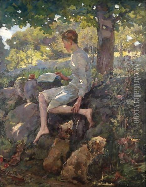 The Half Holiday, Alec Home From School Oil Painting - Elizabeth Stanhope Forbes
