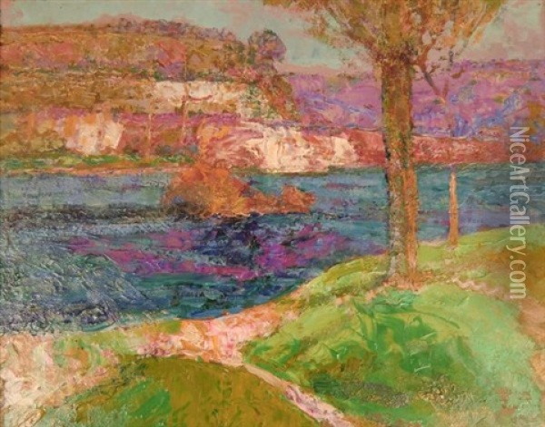 Paysage Au Lac Oil Painting - Victor Charreton