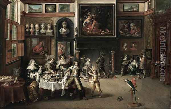 Supper at the House of Burgomaster Rockox 1630-35 Oil Painting - Frans the younger Francken