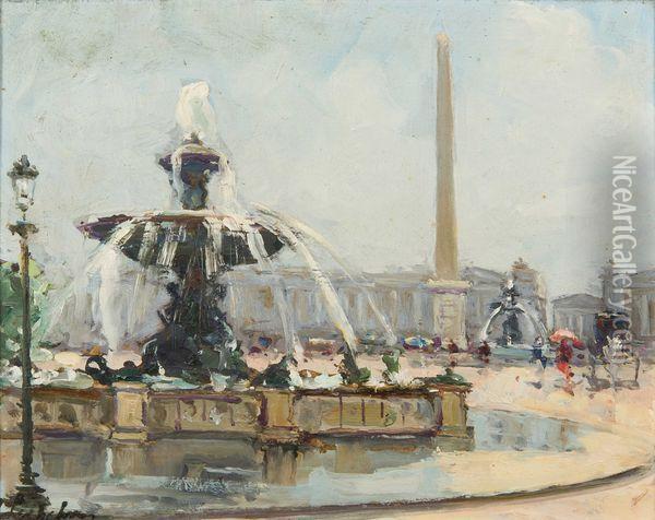 Place De La Concorde Oil Painting - Georges Lapchine