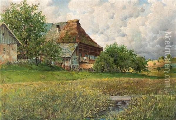 Schwarzwaldhof Oil Painting - Karl Hauptmann