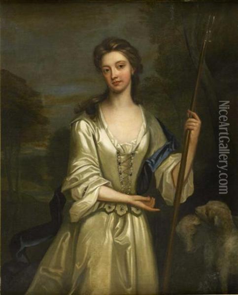 Three Quarter Length Portrait Of Lady Margaret Ogilvy Oil Painting - Sir Godfrey Kneller