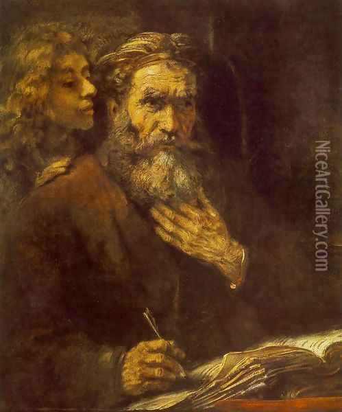 Evangelist Matthew and the Angel 1661 Oil Painting - Rembrandt Van Rijn