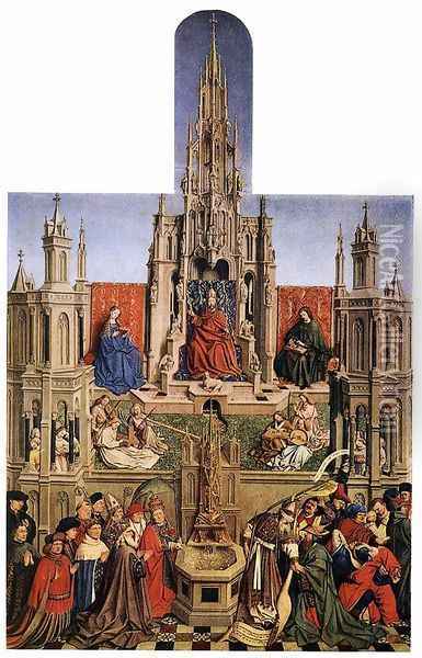 The Source of Life and the Triumph of Church over the Synagogue 1450s Oil Painting - Flemish Unknown Masters