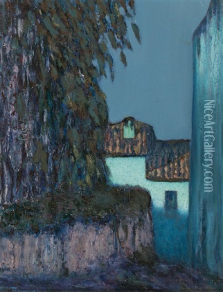 Nocturno, Sant Pol De Mar Oil Painting - Nicolas Raurich Y Petre