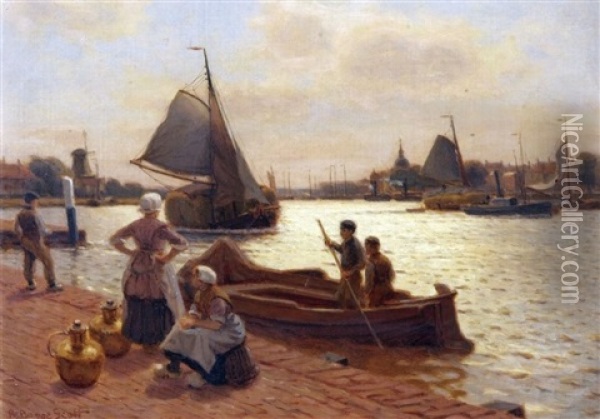 The River At Dordrecht Oil Painting - Robert Bagge Scott
