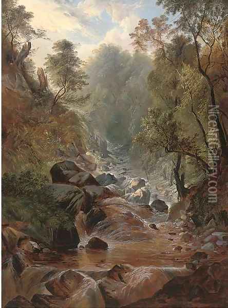 Stockghyll Force, Ambleside Oil Painting - John Berney Ladbrooke