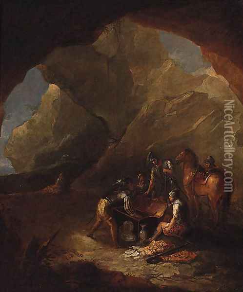Brigands distributing Loot in a Cavern Oil Painting - Salvator Rosa