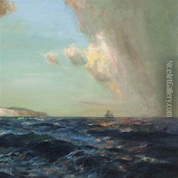 The White Cliffs Oil Painting - Julius Olsson
