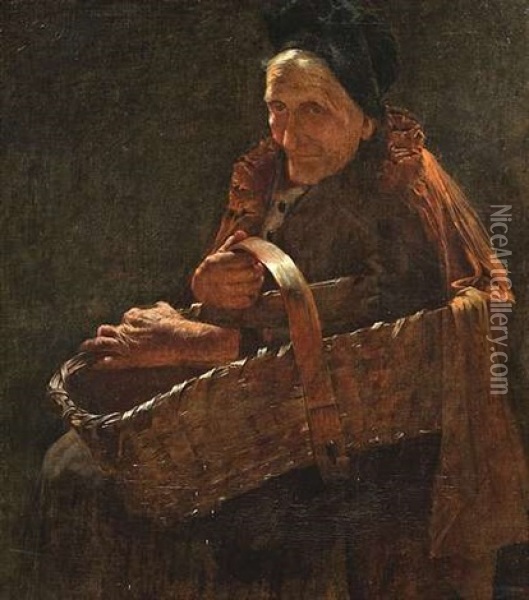 Alte Frau Mit Marktkorb Oil Painting - Jeno Gyarfas