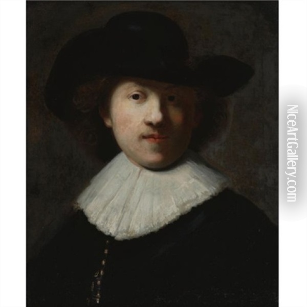 Portrait Of The Artist In A Black Coat And Hat Oil Painting -  Rembrandt van Rijn
