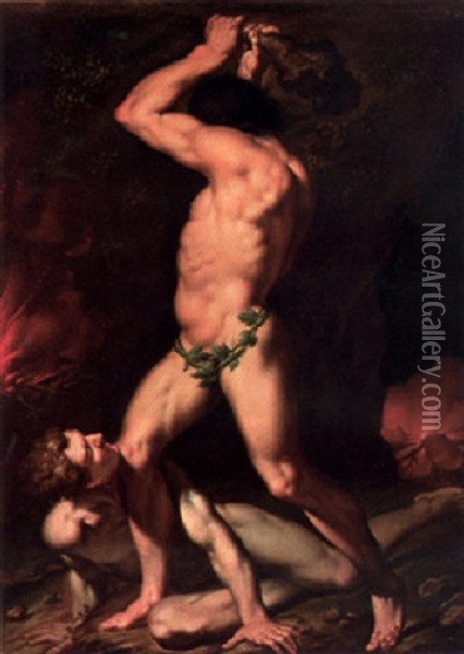Hercules And Cacus Oil Painting - Nicolaj-Abraham Abilgaard