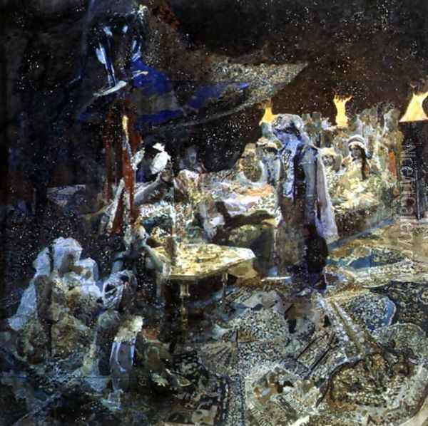 The Flight of Faust and Mephistopheles, 1896 Oil Painting - Mikhail Aleksandrovich Vrubel