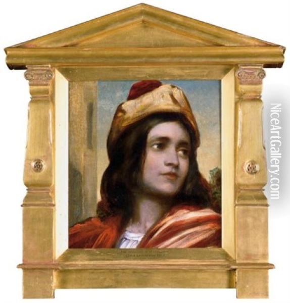 Musician's Head From Cimabue Oil Painting - Lord Frederic Leighton