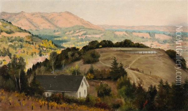 Kelseyville, Overlooking Clear Lake Oil Painting - Ludmilla Pilat Welch