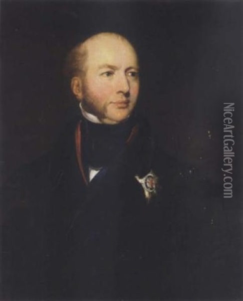 Portrait Of Francis Seymour-conway, 3rd Marquess Of Hertford, Wearing A Black Coat, And The Garter Star Oil Painting - Thomas Lawrence