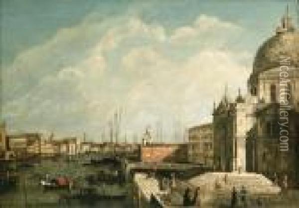 Santa Maria Della Salute, 
Venice, With The Entrance To The Grandcanal And The Bacino Beyond Oil Painting - Francesco Albotto