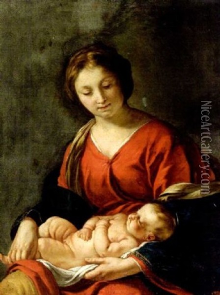La Vierge A L'enfant Endormi Oil Painting - Jacques Blanchard