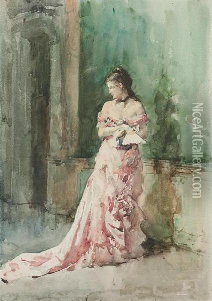 Portrait Of A Lady Oil Painting - Francisco Pradilla y Ortiz