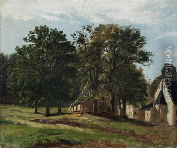 Wiese Am Dorfrand Oil Painting - Carl Johann Lasch