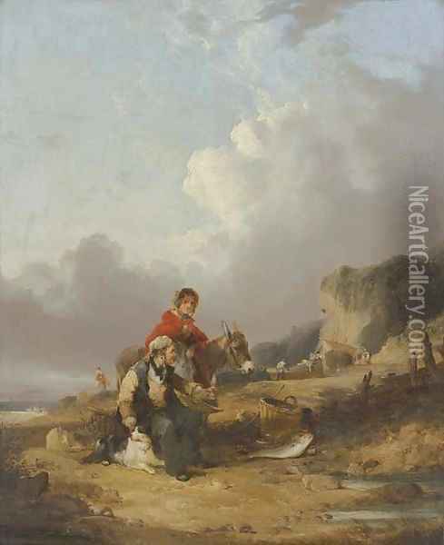 Fisherfolk On The Beach 3 Oil Painting - William Joseph Shayer