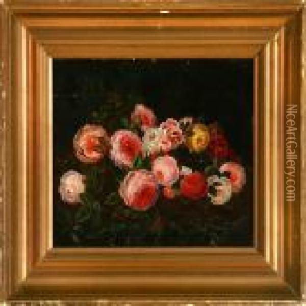 Garland Of Roses Oil Painting - Johan Laurentz Jensen
