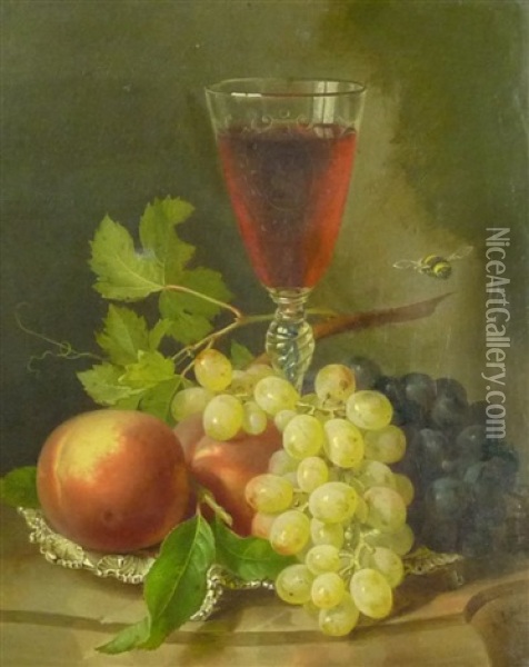 Stillleben Mit Weinglas Und Fruchten Oil Painting - Andreas Lach
