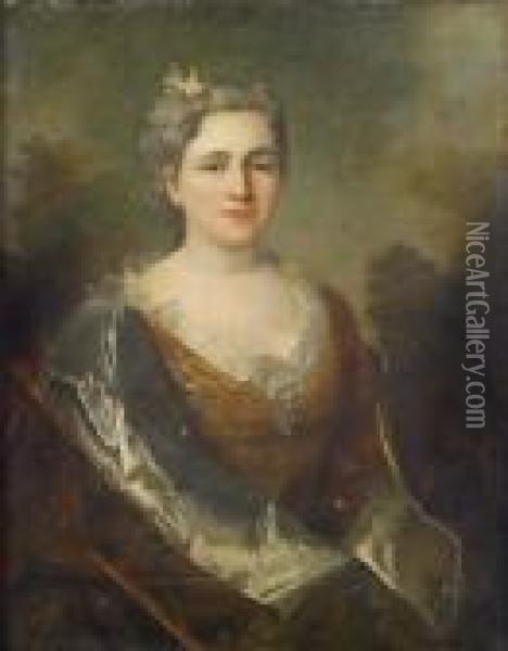 Portrait De Femme Oil Painting - Nicolas de Largillierre