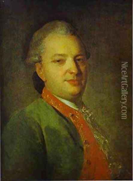 Portrait Of The Poet V I Maykov 1760s Oil Painting - Fedor Rokotov