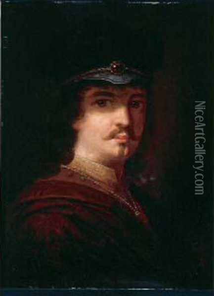 Portrait De Rembrandt Oil Painting - Daniel De Koninck