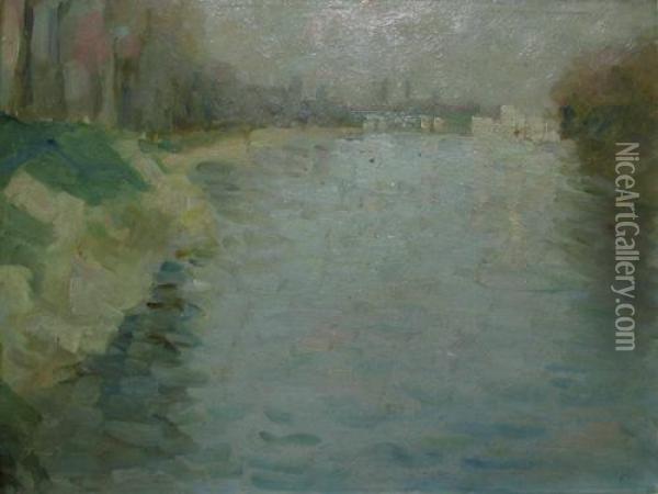 Sena La Courbevoie Oil Painting - Nicolae Tonitza