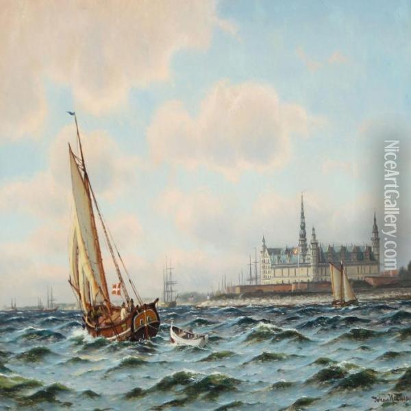 Seascape At Kronborg Oil Painting - Johann Jens Neumann