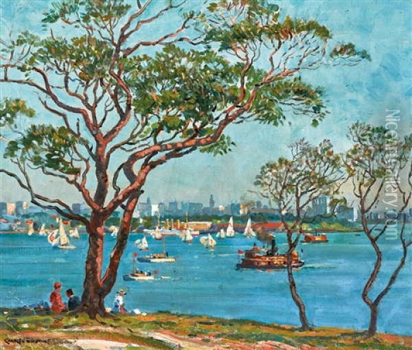 Sydney Harbour Oil Painting - Charles David Jones Bryant