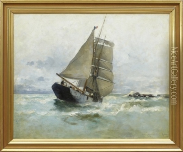 Franskt Skepp For Segel Oil Painting - Arvid Johansson