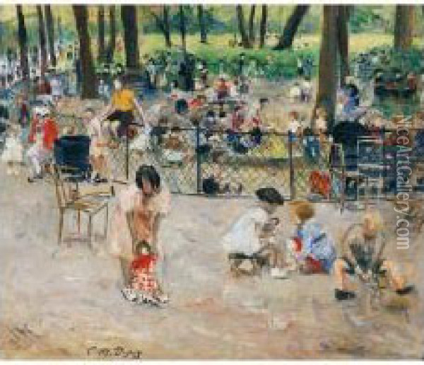 Le Parc Monceau A Paris Oil Painting - Paul Michel Dupuy