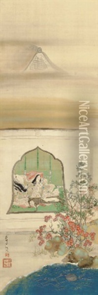 Ishiyamadera Oil Painting - Koson Ikeda