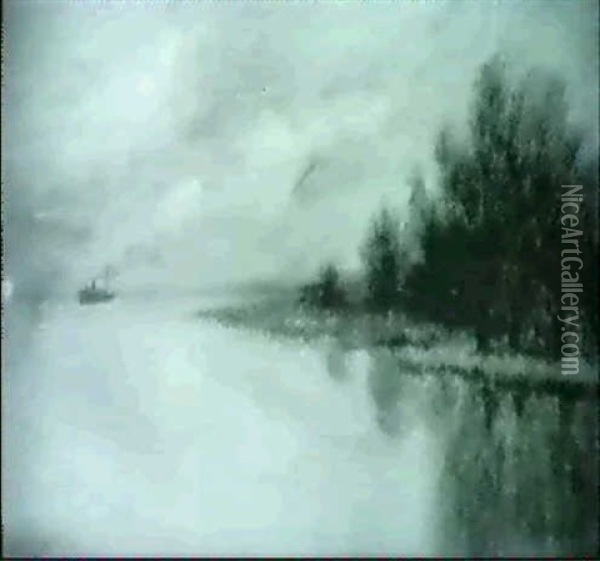 Steamer On The Mississippi River Oil Painting - Alexander John Drysdale