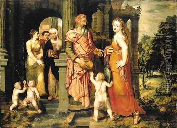 The Expulsion of Hagar Oil Painting - Coxie, Michiel I