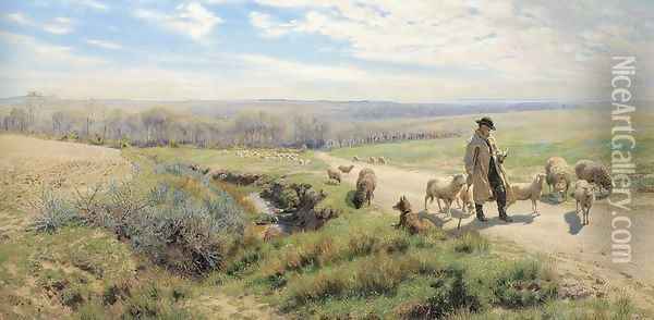 A Spring Morning Oil Painting - Henry William Banks Davis, R.A.