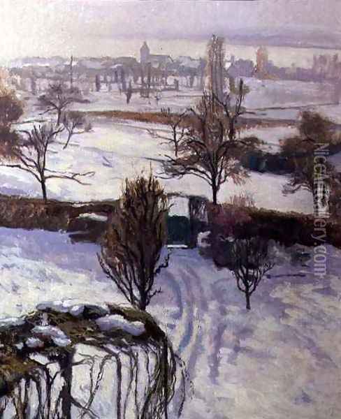 View of Geneva in Winter Oil Painting - Jacques Jacobi