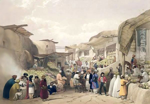 The Main Street in the Bazaar at Caubul, in the Fruit Season, from 'Sketches in Afghau Oil Painting - James Atkinson