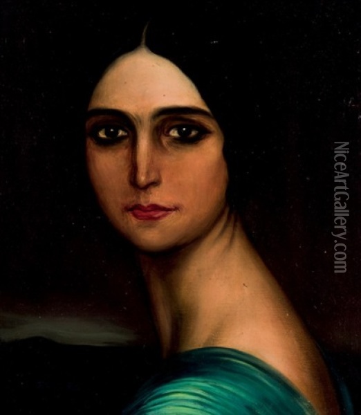 Mujer Morena Oil Painting - Julio Romero De Torres