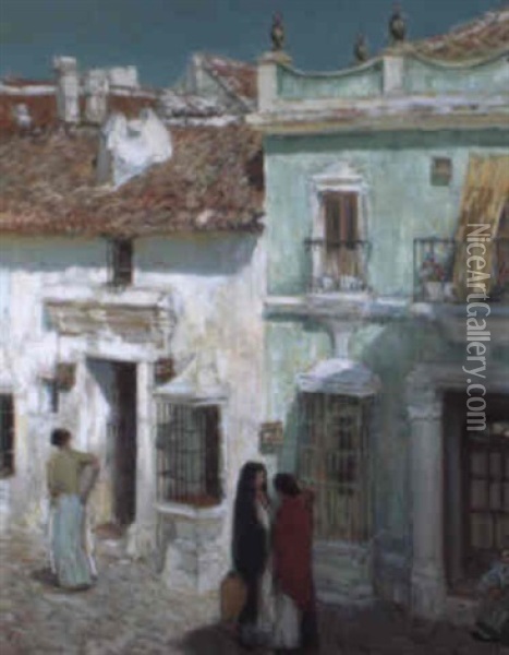 Street Scene, La Ronda, Spain Oil Painting - Childe Hassam