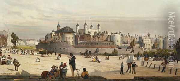 The Tower and Mint, from Great Tower Hill, 1842 Oil Painting - Thomas Shotter Boys