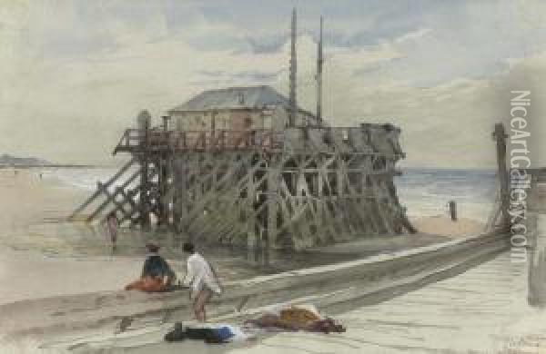 On The Jetty At Calais Oil Painting - Samuel Prout