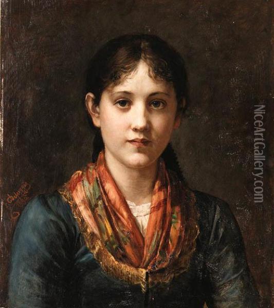 Portrait Of A Young Lady Oil Painting - Franz Von Defregger